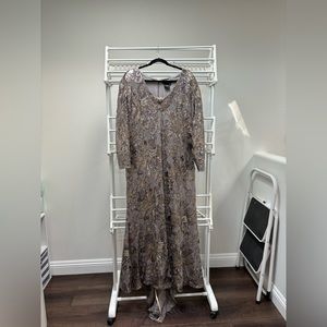 Silver/champagne luxury evening gown long sleeve